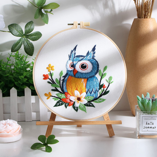 DIY Embriodery Kit, Hoops & Wood Display Base Included