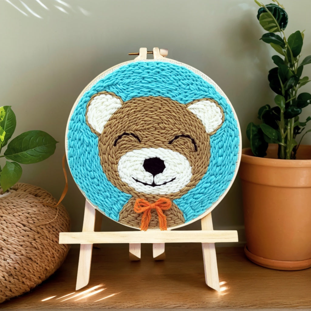 Punch Needle DIY Embroidery Kit, Hoops & Display Stand Included