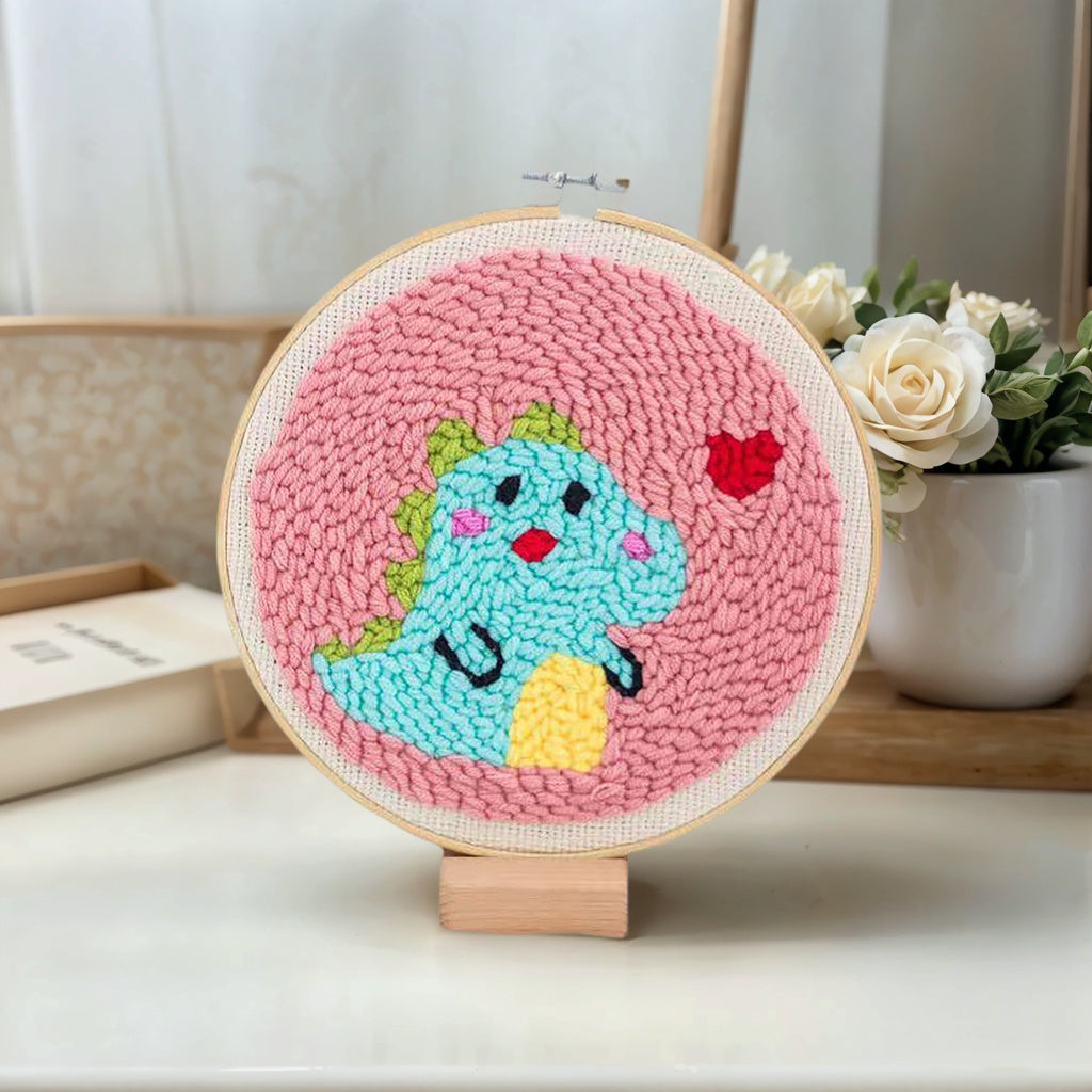 Punch Needle DIY Embroidery Kit, Hoops & Display Stand Included