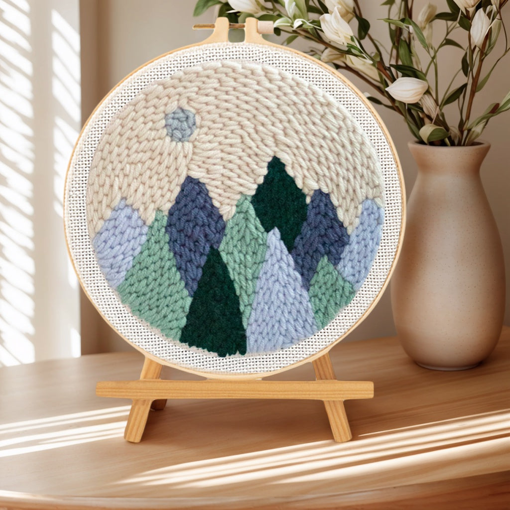 Punch Needle DIY Embroidery Kit, Hoops & Display Stand Included