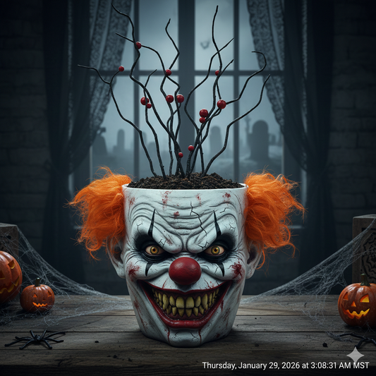 Halloween Clown-faced Resin Flower Pot