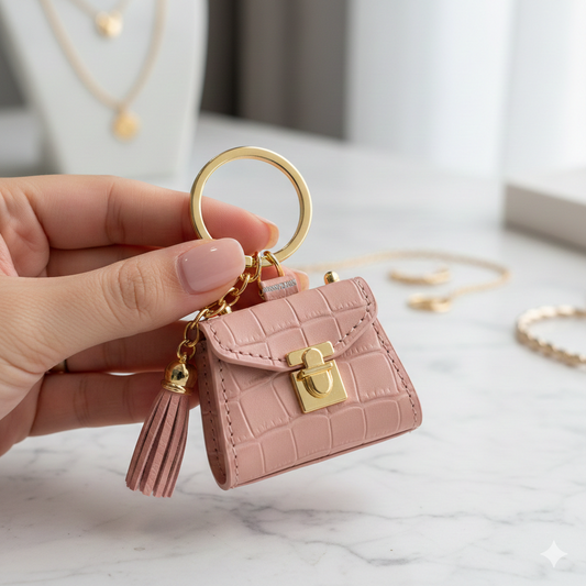 Chic Mini Embossed Purse Keychain