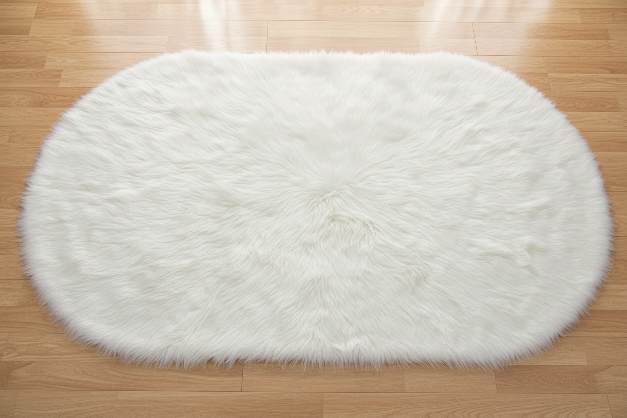 Faux Rabbit Fur Rug (1.8m × 0.6m Oval)