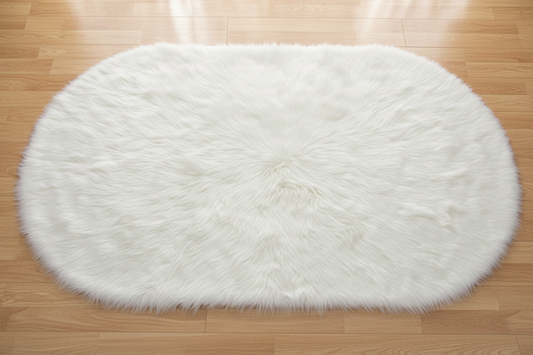 Faux Rabbit Fur Rug (1.8m × 0.6m Oval)